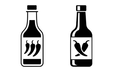 Bottles with hot pepper and bird symbols on labels