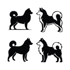 Alaskan Malamute dog - Minimal Vector Illustration black silhouette clip art