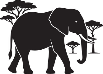 Fototapeta premium Elephant vector silhouette illustration of wild animal