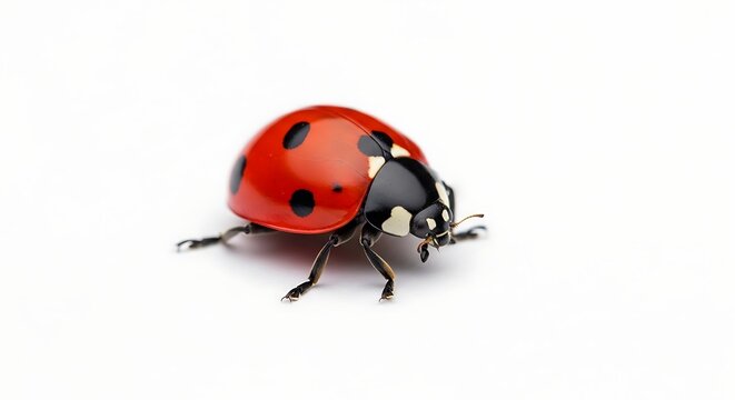 Ladybug isolated on white background with shadow. AI GENERATED.