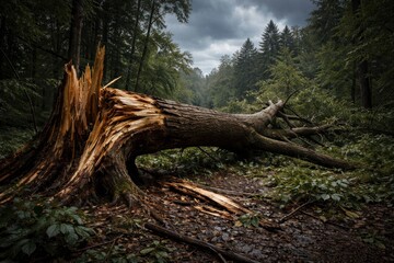 Fallen Tree After Storm &ndash; Nature Power Concept