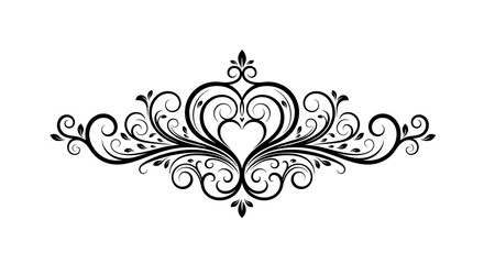 A black and white image of a heart shaped design