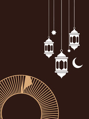 Minimalist Islamic Lanterns and Crescent Moon Silhouette 1