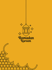 Ramadan Kareem Banner with Lantern and Crescent Moon
