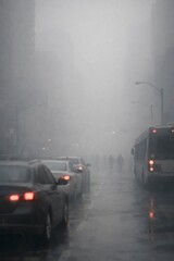 Obraz premium Urban Street Covered in Smog