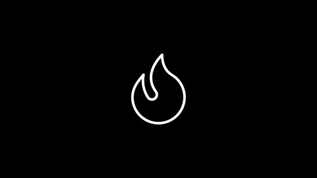 Fire icon abstract line art animation. Fire icon line animation. Fire symbol one line drawing animation