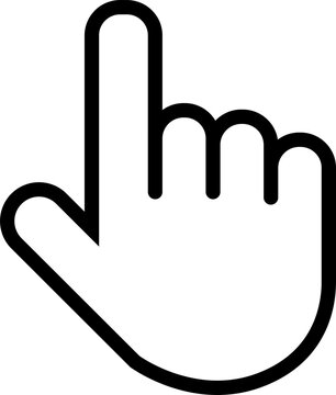 Hand gesture saying hmm thinking pose black line art isolated on transparent background