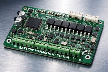 Detailed Battery Management System Circuit Board Component Image