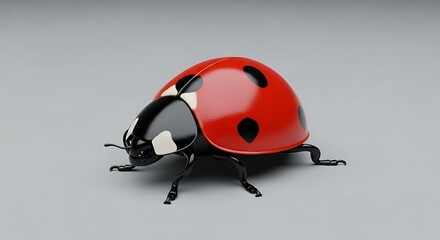 Fototapeta premium Ladybug on white background With shadow. AI GENERATED.