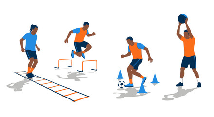 Fototapeta premium Athletic training exercises for fitness and sports performance.
