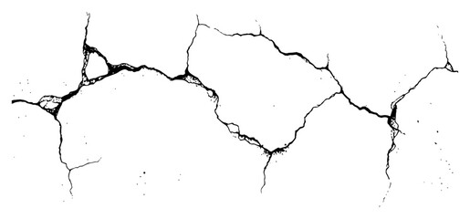 Obraz premium Detailed surface cracks texture isolated on white background for grunge effects