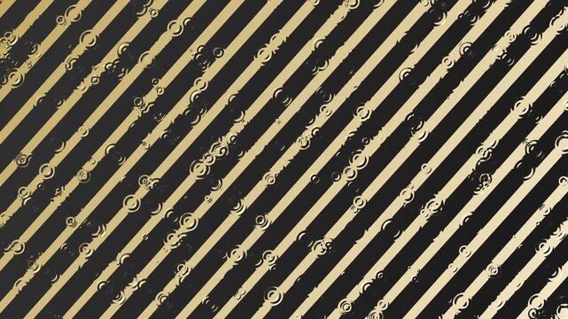Gold metallic diagonal stripes with swirling patterns on black background