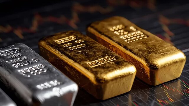 Gold and Silver Bullion Bars Investment Finance Trading Concept