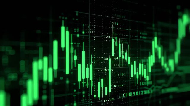 Green Candlestick Financial Data Display Hitech Business Trading