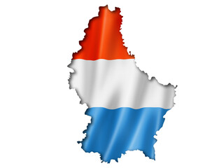 Obraz premium Luxembourg Map Shape with Waving National Flag Texture 