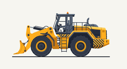 Fototapeta premium Yellow Wheel Loader Construction Vehicle Illustration on White Background.