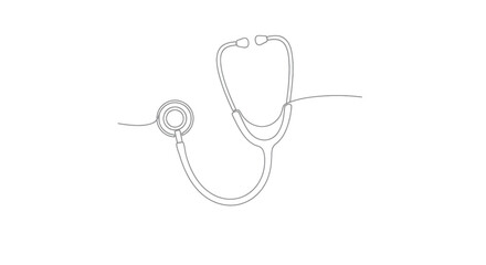 Obraz premium Stethoscope Simple Line Drawing Medical Tool.