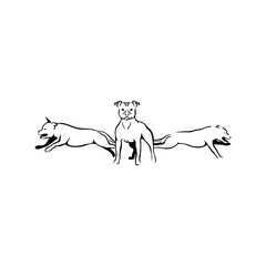 bulldog silhouette Minimal Vector Illustration black and white Color