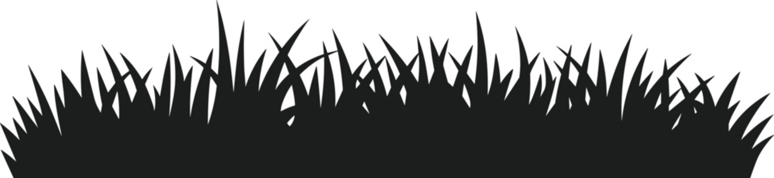 Black silhouette of a grass bed vector illustration with sharp pointed blades