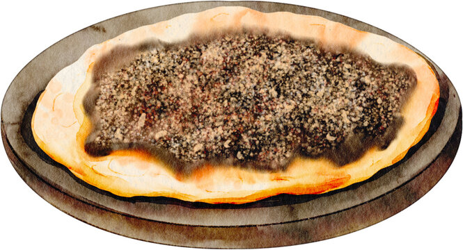 watercolor manakeesh zaatar bread