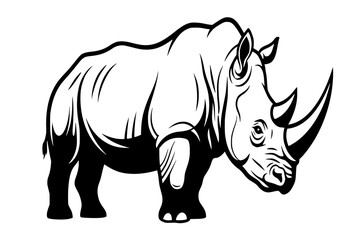 Obraz premium Rhinoceros Rhino Silhouette Vector Icon for Wildlife Protection Conservation and Power Strength Branding