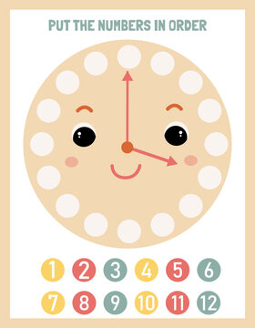 Learning to tell time with children. A funny clock