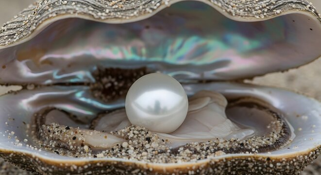 A luminous pearl nestled within the delicate curves of an oyster shell