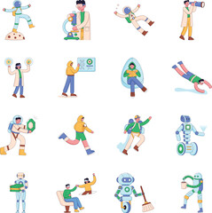 Fototapeta premium Set of Modern Tech Flat Style Illustrations