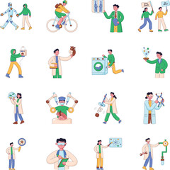 Fototapeta premium Set of Innovation and Science Flat Style Illustrations
