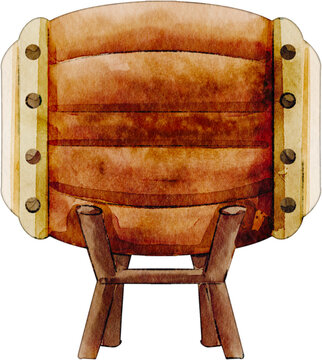 watercolor islamic bedug drum