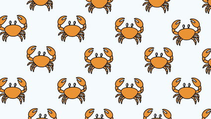 Obraz premium Seamless pattern with friendly orange crab characters repeat on a pale blue background perfect for marine themed children products.