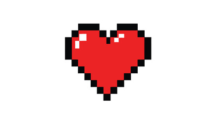 Obraz premium Pixelated red heart shape a digital art style silhouette