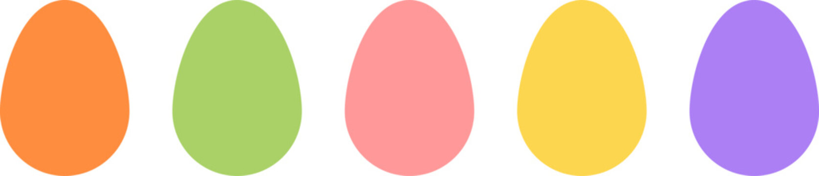 Set of silhouettes of dyed eggs. Easter eggs. Isolated vector images. Transparent background.	
