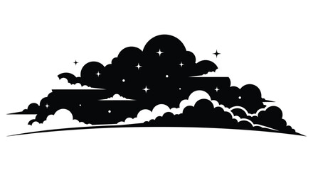 Dark cloud formation with stars a striking black silhouette © MdGolam