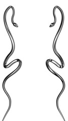 Twisted metallic snakes stories background 3D rendering. Silver metal snake frame tribal fashion 3D element isolated