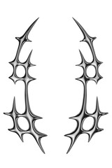 Y2K cyber sigil chrome metal frame 3D Rendering. Futuristic metallic stories background element isolated