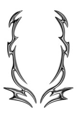 Y2K cyber sigilism chrome metal frame 3D Rendering. Futuristic metallic stories background element isolated