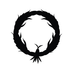 Obraz premium corn stalk wreath silhouette vector illustration, Silhouette of a majestic phoenix bird encircled by a wreath, elegant vector illustration design