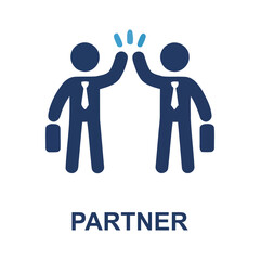 Partnership Agreement Icon: This image encapsulates the essence of a partnership, with two figures in formal attire giving each other a high-five, symbolizing teamwork and collaboration.