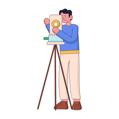 Fototapeta premium A flat style illustration representing tripod laser