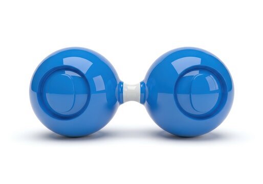 Diatomic molecule structure rendered in glossy blue spheres connected by a white bond