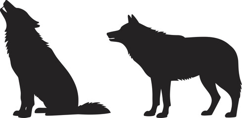 wolf, howling, silhouette, animal, wildlife, nature, forest, predator, canine, wild, pack, communication, howl, standing, sitting, interaction, vocalizing, mammal, wilderness, symbolic, night © Itz Raju