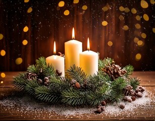 A cozy festive scene celebrating the Third Advent with warm glowing candles