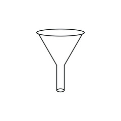 Clean and modern funnel silhouette icon featuring a simple black outline filter design isolated on a light background