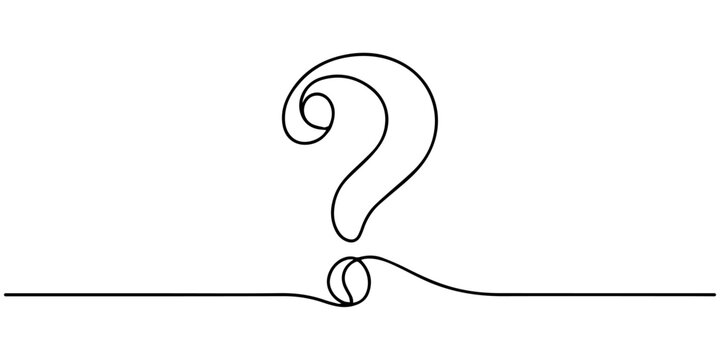 Question mark icon continuous one line art drawing for business support concepts, Continuous one line drawing question mark icon vector. Minimalist mystery symbol for help center, FAQ, curiosity