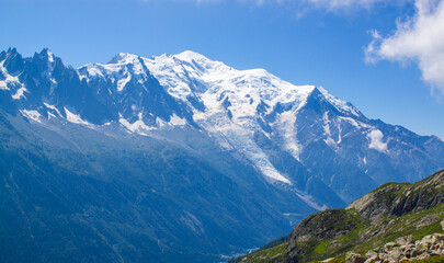 Spectacular view of Mont Blanc massif from lac Blanc, Chamonix