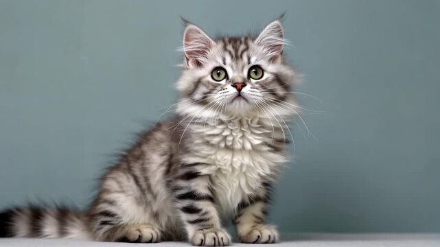 Close-up footage of the silver gradient kitten