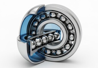 Naklejka premium Detailed cross section illustration reveals internal structure of rolling element mechanism