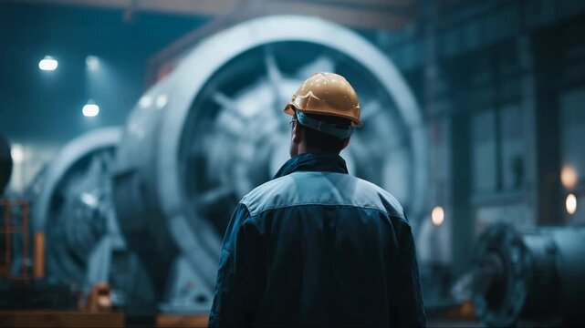 Industrial worker performing machinery inspection for safety and maintenance