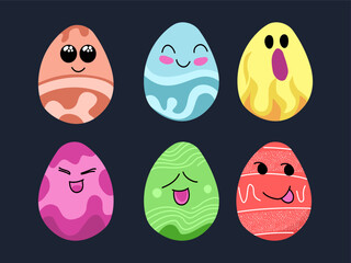 Expressive easter egg characters collection, easter day emoticon collection set